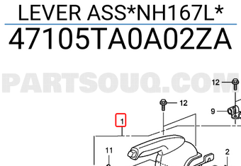 Honda 47105TA0A02ZA LEVER ASS*NH167L*