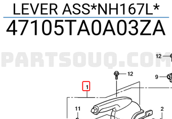 Honda 47105TA0A03ZA LEVER ASS*NH167L*