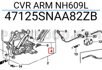 Honda 47125SNAA82ZB CVR ARM NH609L