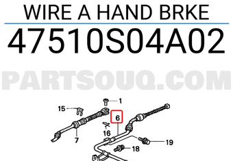 Honda 47510S04A02 WIRE A HAND BRKE