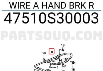 Honda 47510S30003 WIRE A HAND BRK R