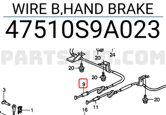 Honda 47510S9A023 WIRE B,HAND BRAKE