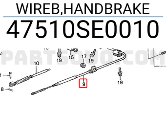 Honda 47510SE0010 WIREB,HANDBRAKE