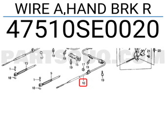 Honda 47510SE0020 WIRE A,HAND BRK R