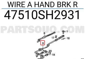 Honda 47510SH2931 WIRE A HAND BRK R