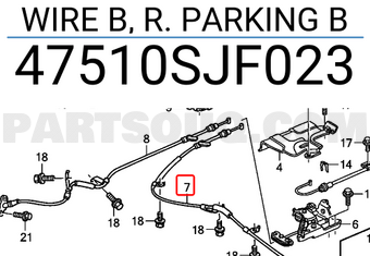 Honda 47510SJF023 WIRE B, R. PARKING B