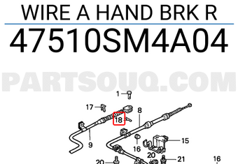 Honda 47510SM4A04 WIRE A HAND BRK R