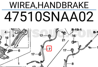 Honda 47510SNAA02 WIREA,HANDBRAKE