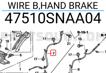 Honda 47510SNAA04 WIRE B,HAND BRAKE