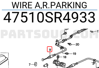 Honda 47510SR4933 WIRE A,R.PARKING