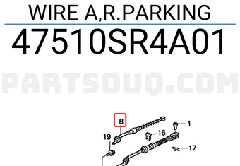 Honda 47510SR4A01 WIRE A,R.PARKING