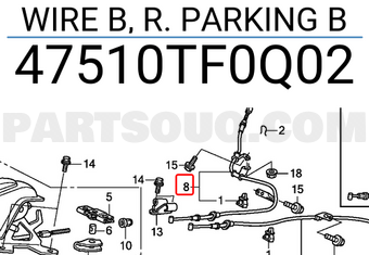 Honda 47510TF0Q02 WIRE B, R. PARKING B