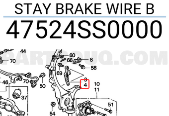 Honda 47524SS0000 STAY BRAKE WIRE B