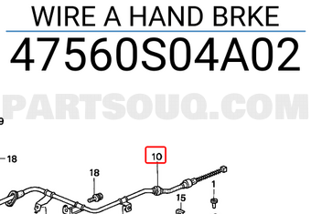 Honda 47560S04A02 WIRE A HAND BRKE