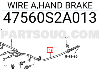 Honda 47560S2A013 WIRE A,HAND BRAKE