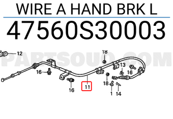Honda 47560S30003 WIRE A HAND BRK L