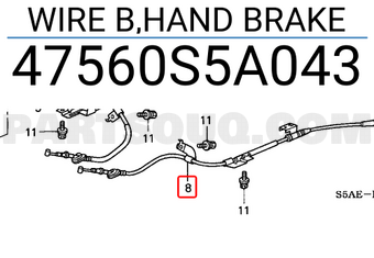 Honda 47560S5A043 WIRE B,HAND BRAKE