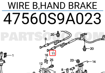 Honda 47560S9A023 WIRE B,HAND BRAKE