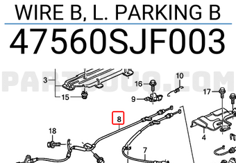 Honda 47560SJF003 WIRE B, L. PARKING B