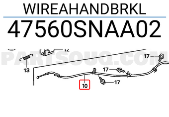 Honda 47560SNAA02 WIREAHANDBRKL