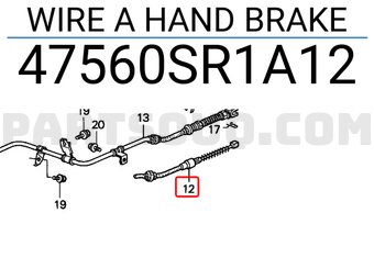 Honda 47560SR1A12 WIRE A HAND BRAKE