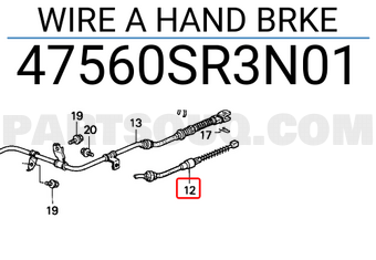 Honda 47560SR3N01 WIRE A HAND BRKE