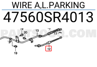 Honda 47560SR4013 WIRE A,L.PARKING