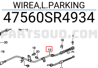 Honda 47560SR4934 WIREA,L.PARKING