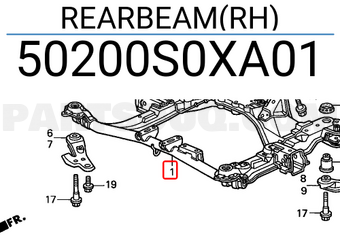 Honda 50200S0XA01 REARBEAM(RH)