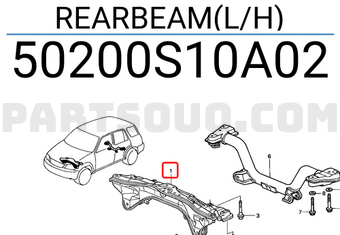 Honda 50200S10A02 REARBEAM(L/H)