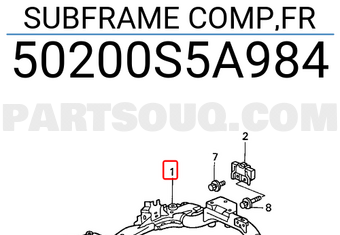Honda 50200S5A984 SUBFRAME COMP,FR