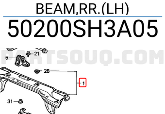 Honda 50200SH3A05 BEAM,RR.(LH)