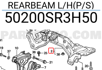 Honda 50200SR3H50 REARBEAM L/H(P/S)