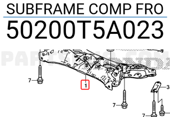 Honda 50200T5A023 SUBFRAME COMP FRO