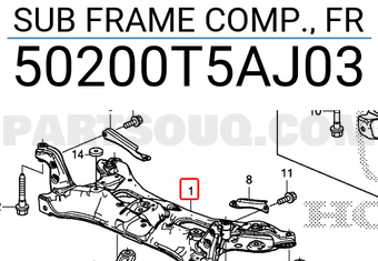 Honda 50200T5AJ03 SUB FRAME COMP., FR
