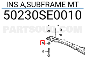 Honda 50230SE0010 INS A,SUBFRAME MT