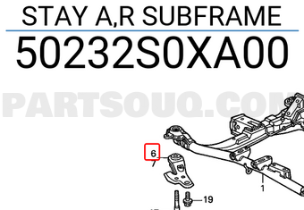 Honda 50232S0XA00 STAY A,R SUBFRAME