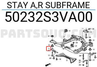 Honda 50232S3VA00 STAY A,R SUBFRAME