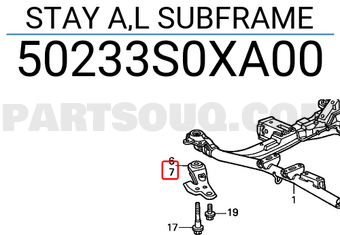 Honda 50233S0XA00 STAY A,L SUBFRAME