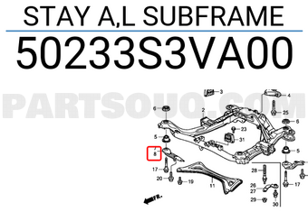 Honda 50233S3VA00 STAY A,L SUBFRAME