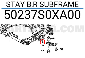 Honda 50237S0XA00 STAY B,R SUBFRAME