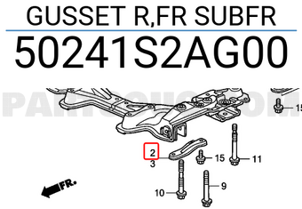 Honda 50241S2AG00 GUSSET R,FR SUBFR