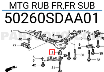 Honda 50260SDAA01 MTG RUB FR,FR SUB