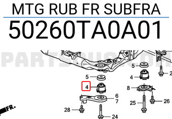 Honda 50260TA0A01 MTG RUB FR SUBFRA