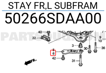 Honda 50266SDAA00 STAY FR,L SUBFRAM