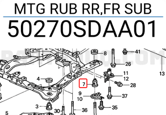 Honda 50270SDAA01 MTG RUB RR,FR SUB
