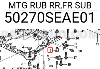 Honda 50270SEAE01 MTG RUB RR,FR SUB