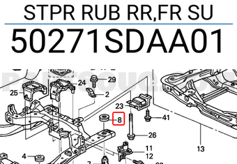 Honda 50271SDAA01 STPR RUB RR,FR SU
