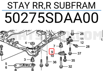 Honda 50275SDAA00 STAY RR,R SUBFRAM
