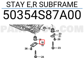 Honda 50354S87A00 STAY E,R SUBFRAME